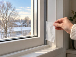 After: P-type seal installed on the window frame, the tissue hangs still